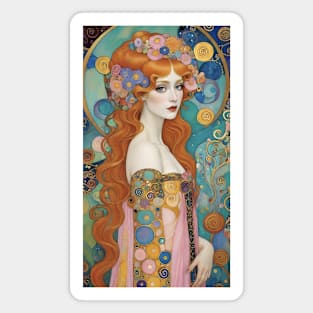 Gustav Klimt's Golden Muse: Inspired Woman in Radiant Majesty Magnet